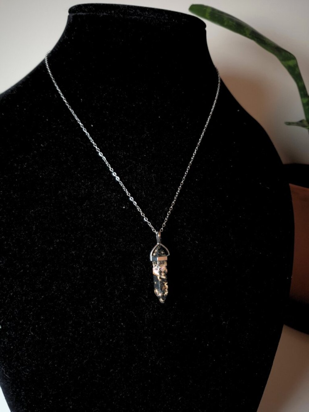 Rhodonite Gemstone Charm Necklace - Picture 2 of 3